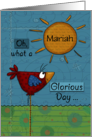 Customized Name Happy Birthday for Mariah Bird in Sunshine card