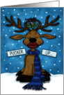 Merry Christmas Kissy Face Reindeer Under Mistletoe Pucker Up card