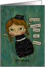 Customizable Names Encouragement for Dyslexic Girl with Thinking Hat card