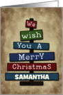 Customizable Name Merry Christmas for Samantha Plank Tree card
