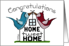 Congratulations Buying Your First Home Two Birds Form a House card