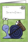 Customizable Name Belated Birthday Snail Mail Carrier and Envelope card
