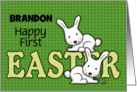 Customizable Name Happy 1st Easter for Brandon Two Bunnies card