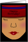 Customizable Happy Birthday Lady in a Red Hat card