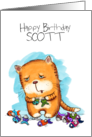 Customizable Name Happy Birthday for Scott Catnipped Kitty card