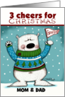 Customized Merry Christmas for Parents Cheering Polar Bear card