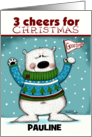 Customized Name Merry Christmas for Pauline Cheering Polar Bear card