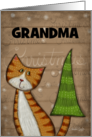 Customized Merry Christmas for Grandma Cat with Christmas Tree Tail card