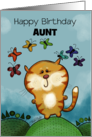 Customized Birthday for Aunt Cat and Rainbow of Butterflies card