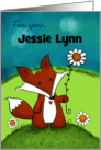 Customized Name Birthday for Jessie Lynn A Little Love Fox with Daisy card