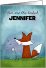 Customized Name Birthday for Jennifer Fox And Dandelion Wishes card