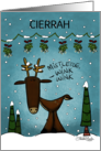 Customized Name Christmas for Cierrah Deer Under Mistletoe Garland card