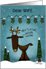 Customized Christmas for Wife Deer Under Mistletoe Garland card