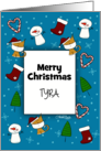 Customized Name Merry Christmas for Tyra Holiday Symbols card