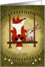 Customized Birthday for Jenna Fox and Bunny on Tree Swing card