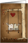 Customized Initials Anniversary Two Bunnies on a Tree Swing card