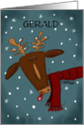 Customized Merry Christmas for Gerald Deer Catches Snowflakes card