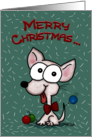 Merry Christmas Shedding White Chihuahua Dog Hair Humor card