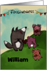 Customizable Belated Birthday for William Wolf and 3 Pigs Forgiveness card