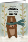Customizable Happy January Birthday for Marcia-Bear with Cardinals card