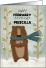 Customizable Happy February Birthday for Priscilla-Bear with Cardinals card