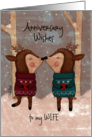Customizable Happy Anniversary for Wife Deer Couple card