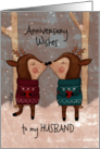 Customizable Happy Anniversary for Husband Deer Couple card
