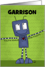 Customizable Name Happy Birthday for Garrison Outstretched Arms Robot card