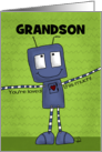 Customizable Name Happy Birthday for Grandson Outstretched Arms Robot card