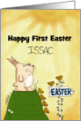 Customizable Happy First Easter for Issac Bunny Sees Easter Ahead card