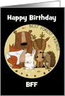 Customizable Happy Birthday to my BFF-Woodland Animal Crew card