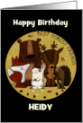 Customizable Name Happy Birthday to Heidy Woodland Animal Crew card