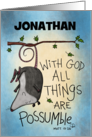 Customized Name Birthday Opossum Hangs from Tree All Things Possible card
