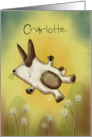Customized Name Birthday for Charlotte Bunny Hopping Through Field card