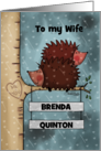 Personalized Names Anniversary to Wife Hedgehogs in Tree card