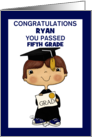 Little Graduate Boy Personalized Name and Grade Congrats You Passed card