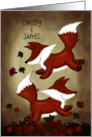 Customizable Names Happy Anniversary Chrissy James Frolicking Foxes card