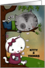 Customizable Name Happy Anniversary Thomas Kitty Cat Blowing Kisses card