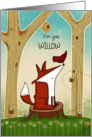 Customizable Name Happy Birthday for Willow Fox and Red Bird in Forest card