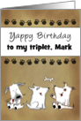 Customizable Happy Birthay for Triplet Mark Yappy Dog Trio card