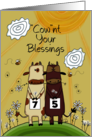 Customizable Age 75th Birthday Cows and Signs Cownt Your Blessings card