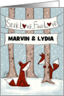 Customizable Names Anniversary Marvin Lydia Fox Hide and Seek Love card