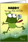 Customizable Name Congratulations Becoming Big Sister Frog and Tadpole card
