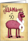 Customizable Age Happy Birthday for 50 Year Old Still Glamorous Llama card