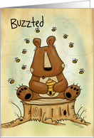 Belated Happy Birthday Guilty Bear with Beehive Buzzted Busted card