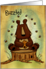 Belated Happy Birthday Guilty Bear with Beehive Buzzted Busted card