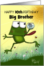 Customizable Happy 10th Birthday for Big Brother Frog and Tadpole card