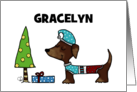 Customizable Merry Christmas Dachshund Gracelyn I Long For Christmas card