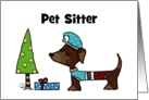 Customizable Merry Christmas Dachshund Pet Sitter I Long For Christmas card