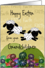Customizable Happy Easter from Grandchildren Lambs Leap of Faith card